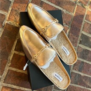 Coach Gold Shearling Mules - NWT in Box